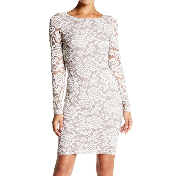 Floral Lace Long Sleeve Sheath Dress 